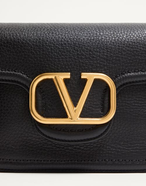 Valentino Garavani - Valentino Garavani Alltime Grainy Calfskin Shoulder Bag - Black - Woman - Shoulder Bags